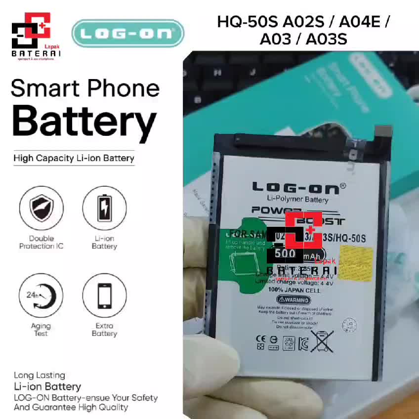 Baterai Log On HQ-50S / SLC-50 Untuk Samsung A02S / A03S / A03 CORE Power Boost - Kapasitas 5000mAh Original Battery Batre - 1 Tahun Garansi
