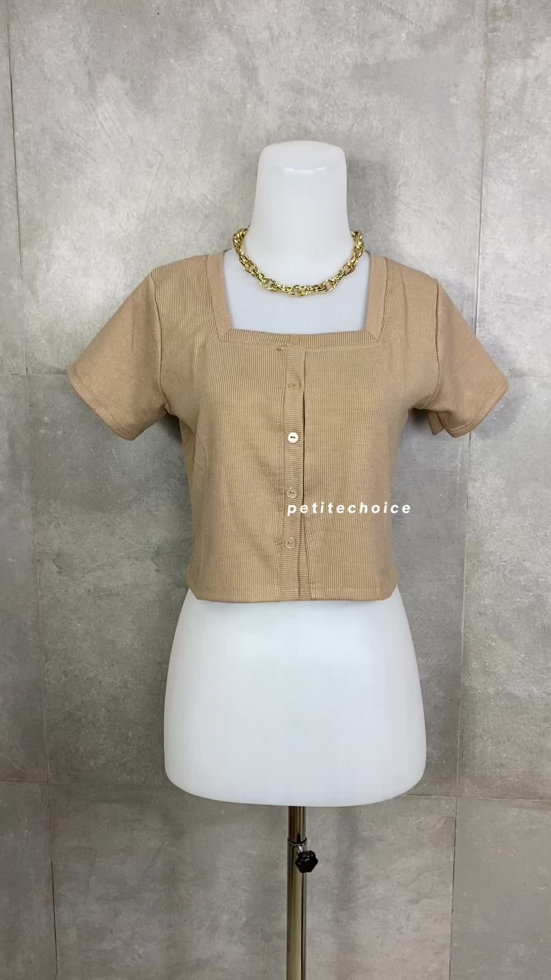 Petitechoice | CLARRY Top — Crop Atasan wanita knit stretch kancing mati Casual Korean comfy Knitwear Cardigan Basic Baju