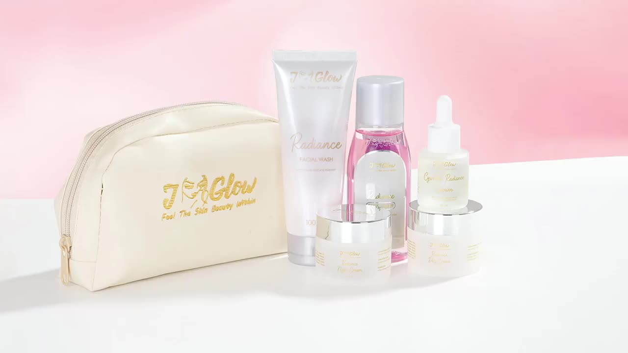 Jglow Paket Radiance Whitening | Membuat Wajah Semakin Cerah dan Bersinar Merata membersihkankulit kusam perawatan , mengandung  glycolic Niacinamide Muka Hitam Extract ,Tranexamic , Memudarkan sel kulit mati Hyaluronic anti Aging