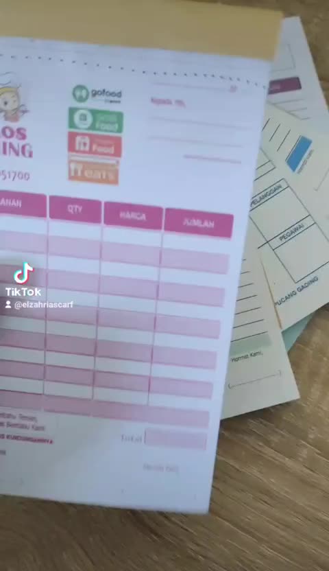 cetak nota custom nama usaha sendiri 2 Play full color ukuran 1/4 polio free dsain cetak nota custom sendiri nota 2 play murah nota custom 2 rangkap  nota nama toko sendiri buku nota nama Kertas Merah Paper Putih