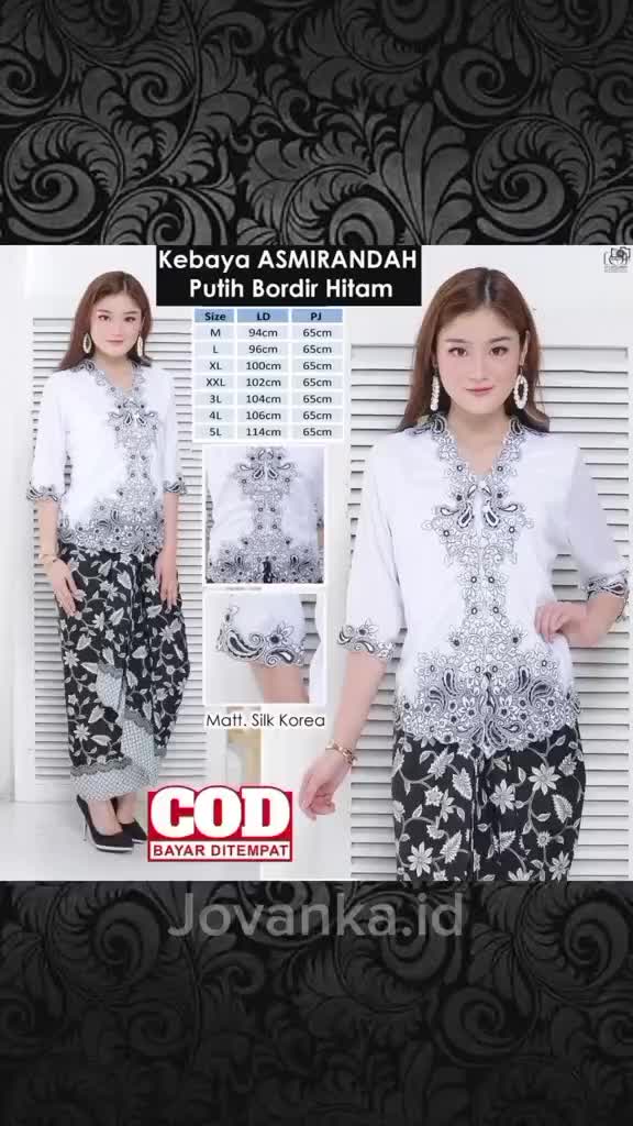 Atasan Kebaya Wanita Dewasa Remaja Bordir Modern Mewah Lengan 3/4 dan Pendek Warna Putih Cerah Gading | Pakaian Wisuda Kerja Elegan Cantik Acara Pesta Kondangan Tunangan Lamaran Akad Nikah Kekinian Asmirandah
