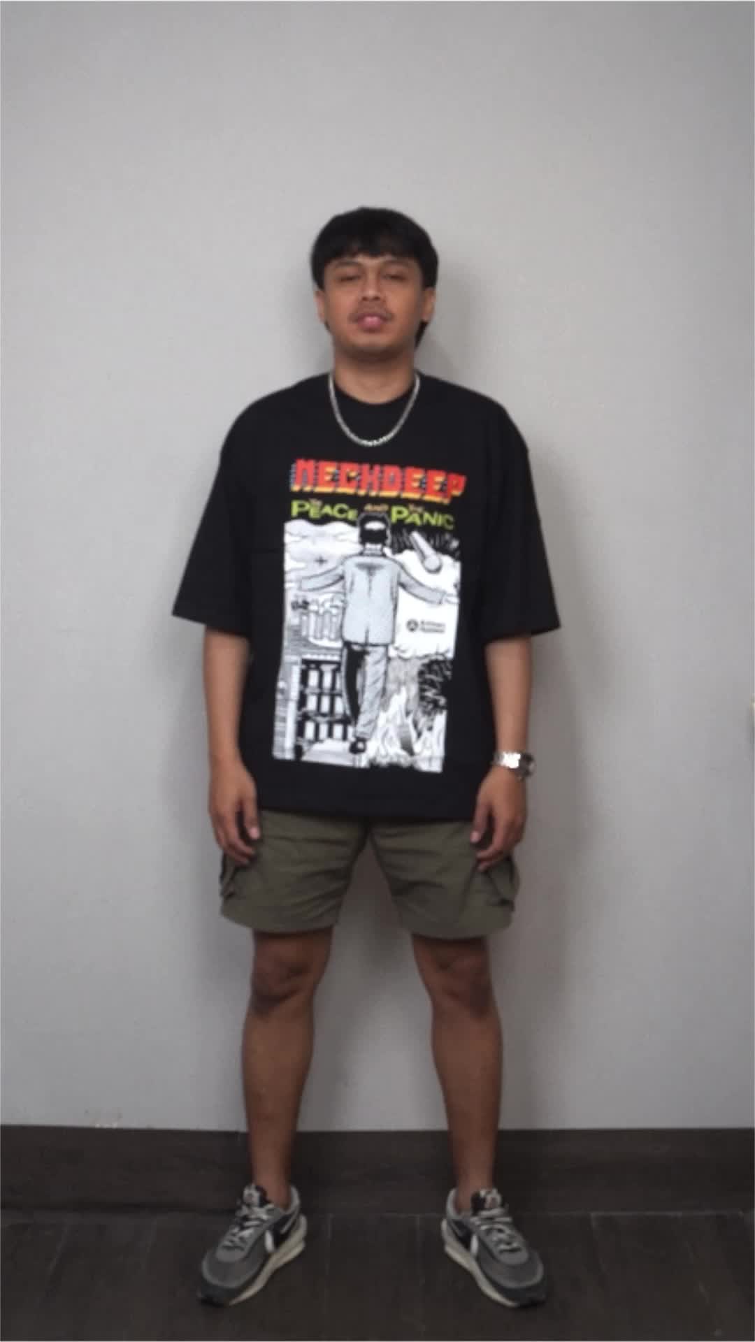 Artisan T-Shirt Neck Deep Album Kaos Oversize Hitam Katun Combed Cowok Kain Lokal Sablon Pria