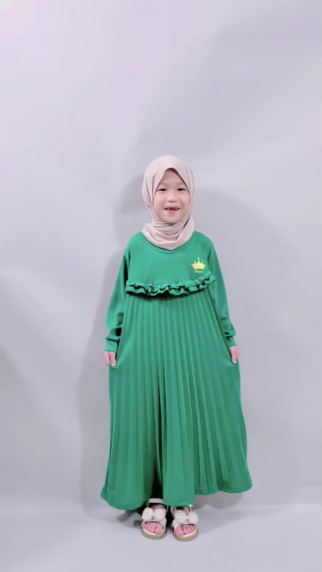 CF Kids Gamis Plisket Polos Anak Perempuan Muslimah