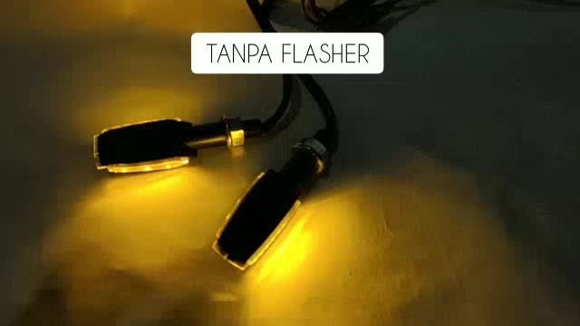 Lampu Sein mini LED 2 sisi Sen Motor Universal Kedip warna Kuning Merah Biru
