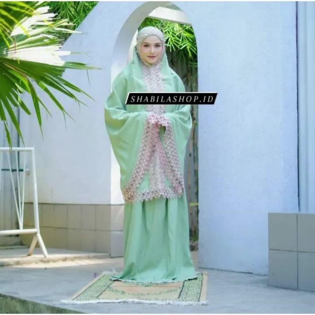SHABILA Mukena Dewasa SHANARA 2in1 Katun Mikro Renda Zipper Atasan Bawahan Lembut Nyaman
