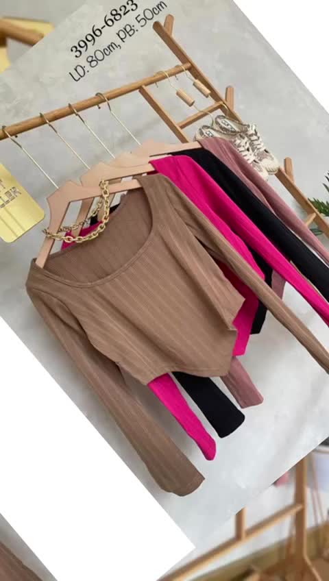 YOLLA crop rajut wanita lengan panjang 3996-6485 Knitwear Atasan santai