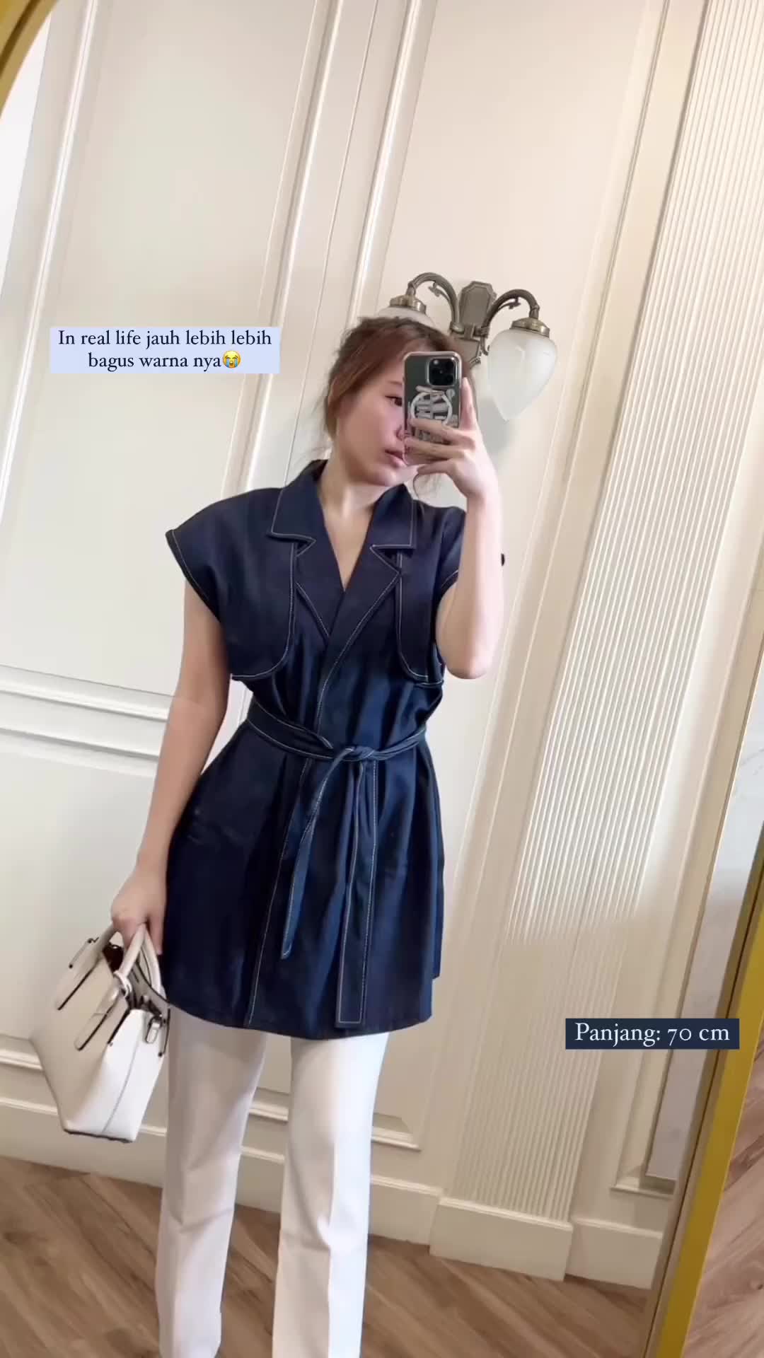 Atasan Kerja Wanita Claire Top Modenica - Vest Denim Baju Denim Wanita Hitam Navy Premium Top Wanita Rompi Wanita Blazer Katun Denim Baju Kerja Atasan