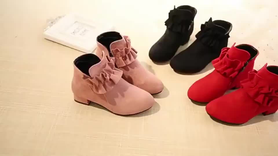 Sepatu Boots Low Heels Anak Perempuan Kerut Style Premium Import (HZ-SS247)