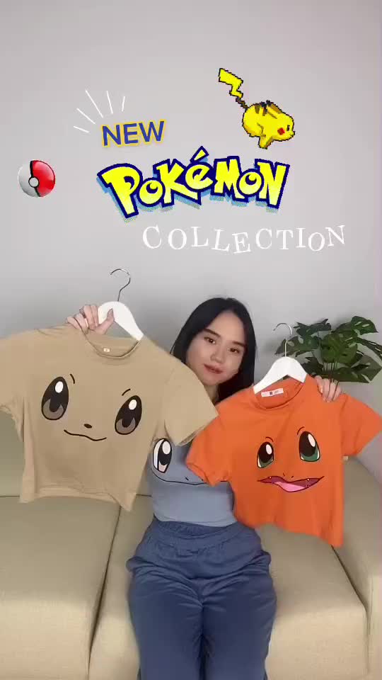 Kaos  Crop Top Wanita Viral Pokemon Charmander High Orange Pink  Atasan  Baju  Tee High Orange