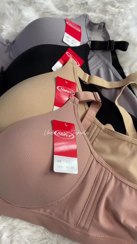 Bra Sorex 9825 Texture Motif Salur | BH Sorex Wanita Comfy Series Tanpa Kawat Busa Sedang Tipis Kait 3 - BH Dewasa & Remaja Katun Mix