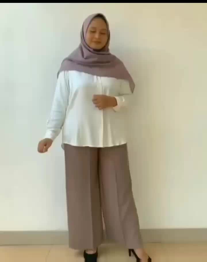 Celana kulot cubit wanita Highwaist