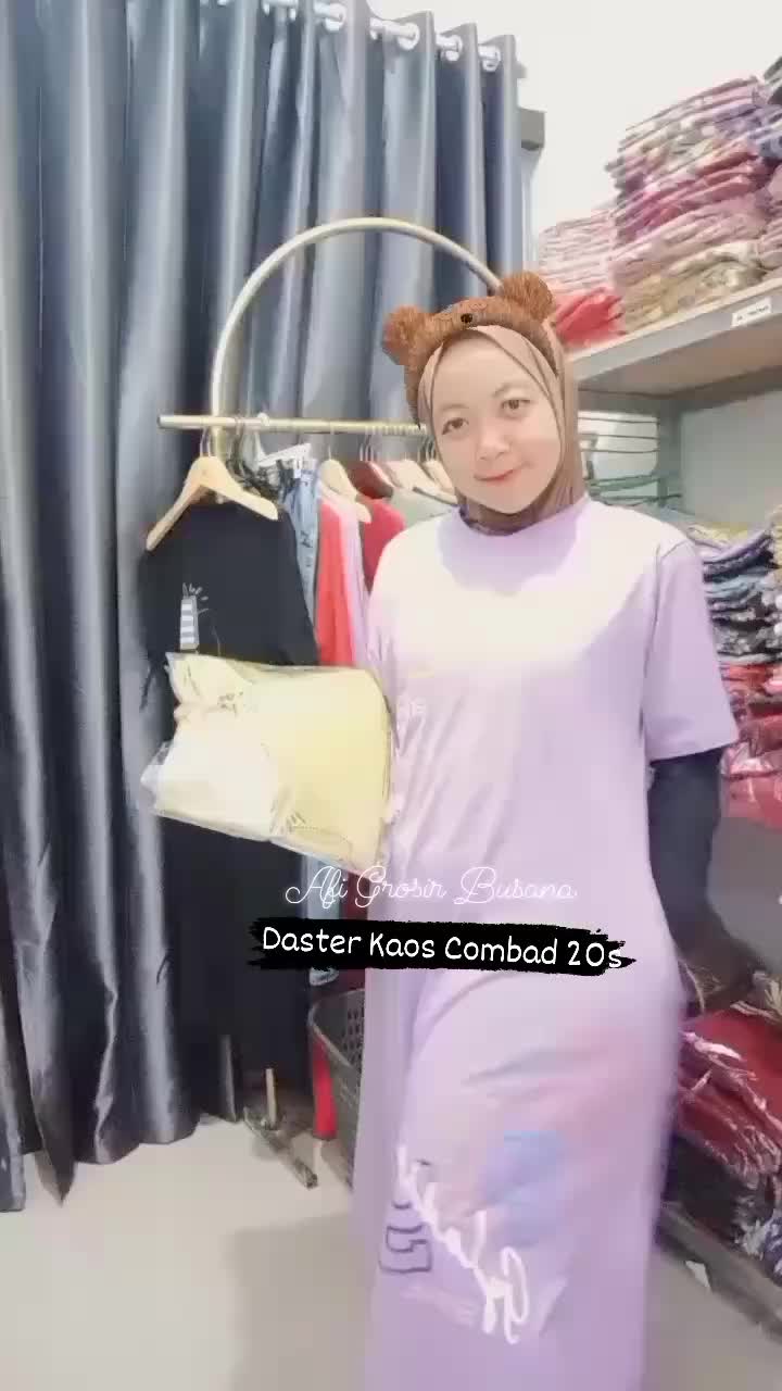 Daster Kaos Kombad 20s/Daster Wanita Gyl smile Hitam Sablon Panjang