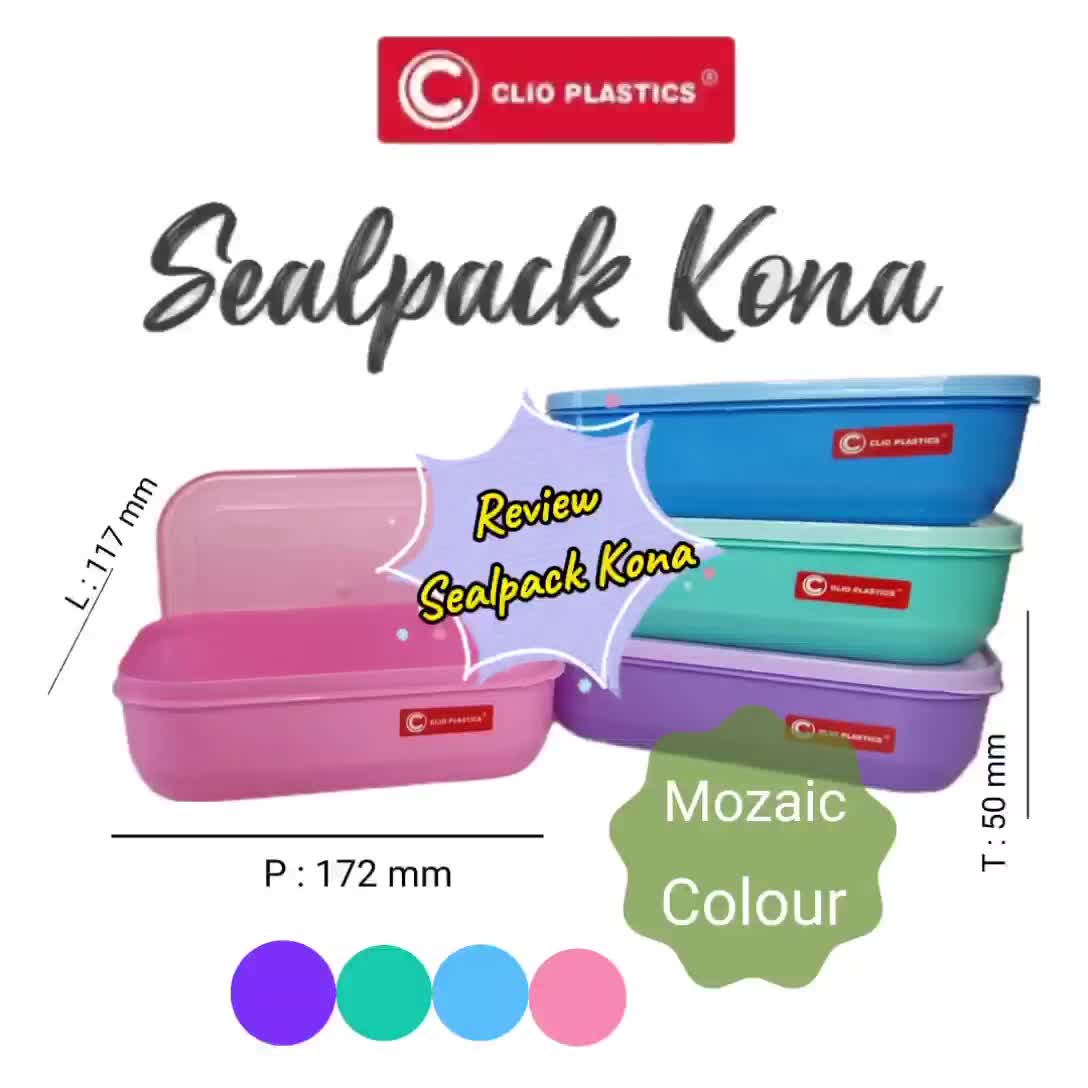 2pcs Lunch box KONA  KONI clio mozaik colour tanpa sekat 700ml tahan panas Kotak Plastik pp white makan Kitchenware Souvenir Bento