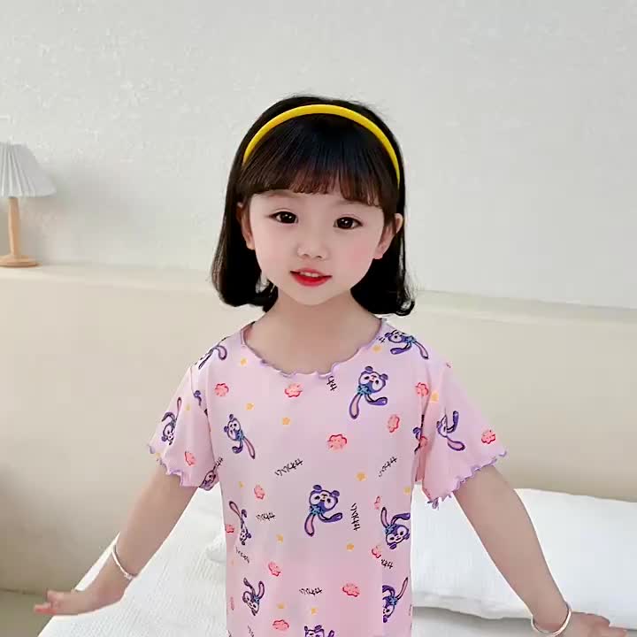 BOBOHO - Baju Anak Perempuan Piyama Musim Panas / Baju Tidur Anak Celana Cropped Lengan Pendek  PART 7 Fashion