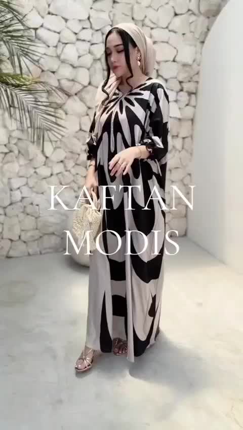 kaftan FLOW rayon Bunga Tebal Nyaman Gamis Wanita Muslim Dress