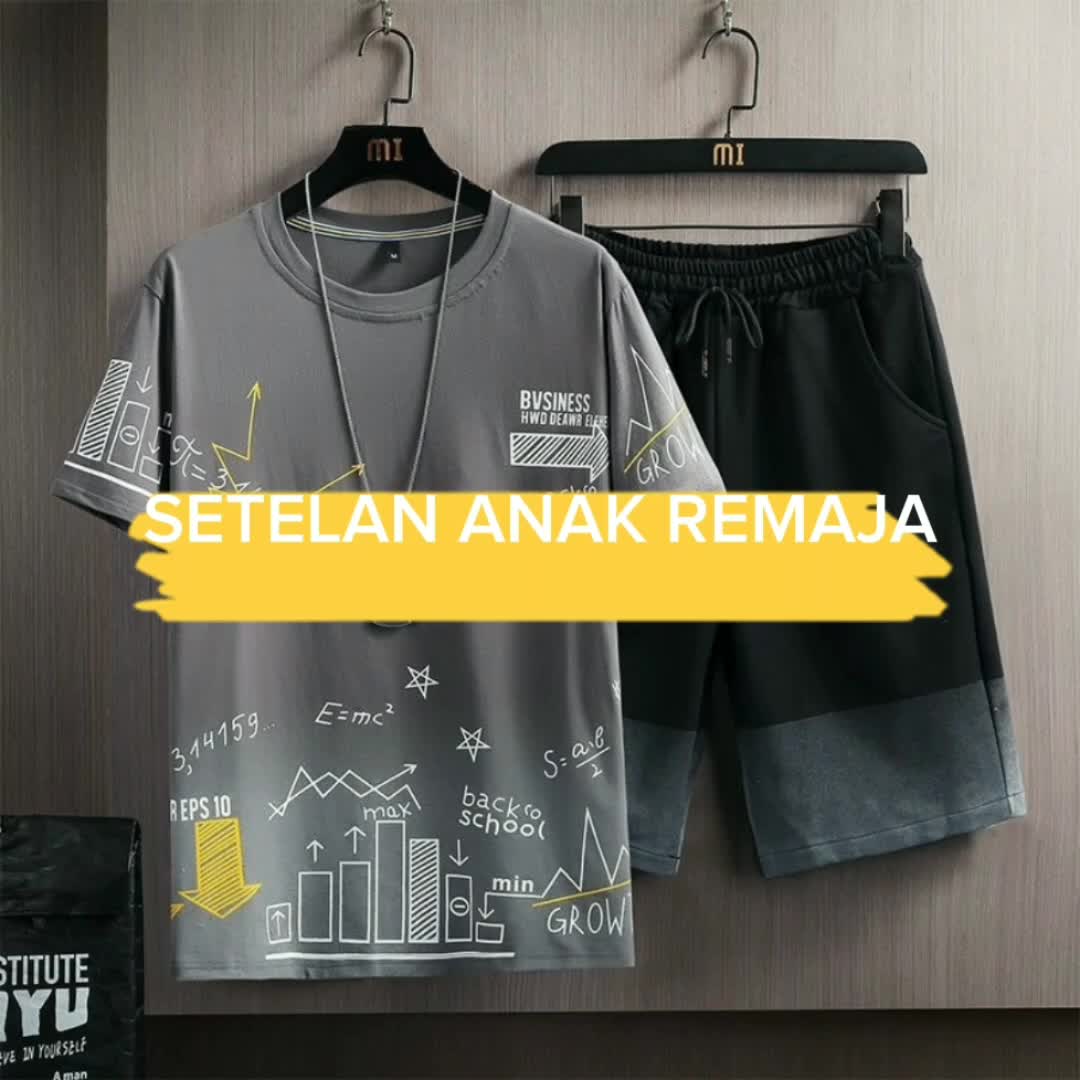 Setelan Anak Remaja Laki Laki Pakaian Celana Pendek Stelan Anak2 Cowok Tanggung Umur 12-17 Tahun Murah Keren Baju Kekinian Murah Bisa Bayar Ditempat Satu Set Kaos Celana Back To School fashion
