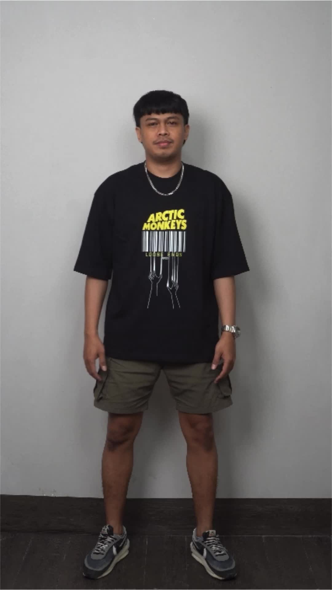 Artisan T-Shirt Artic Monkeys Kaos Oversize Hitam Katun Combed Cowok Kain Sablon Lokal Pria