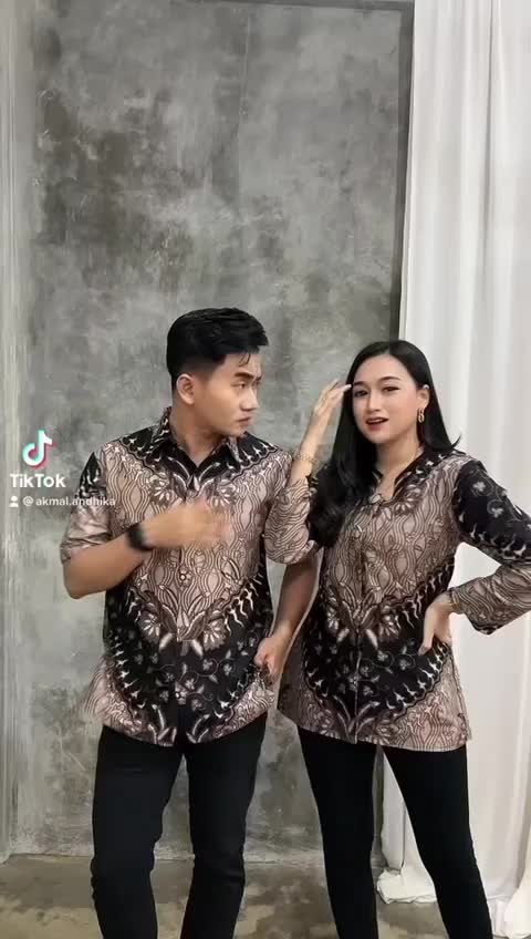 Batik Couple Blus Atasan Kantor Modern Lengan Panjang M L XL XXL Katun