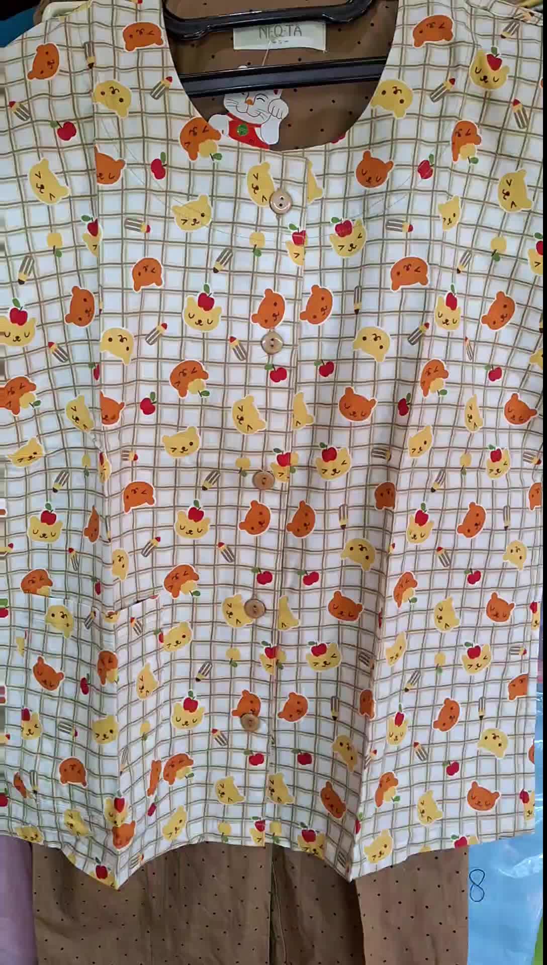 NiQya motif Bear pencil tgn pdk cln panjang size S M L ,160 -170 Katun Katun