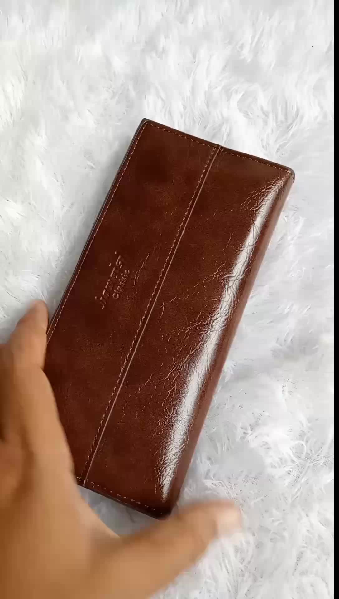 Boweisi Dompet Panjang Kulit PU Polos Hitam untuk Pria dan Wanita dengan Kapasitas Uang dan Kartu yang Luas