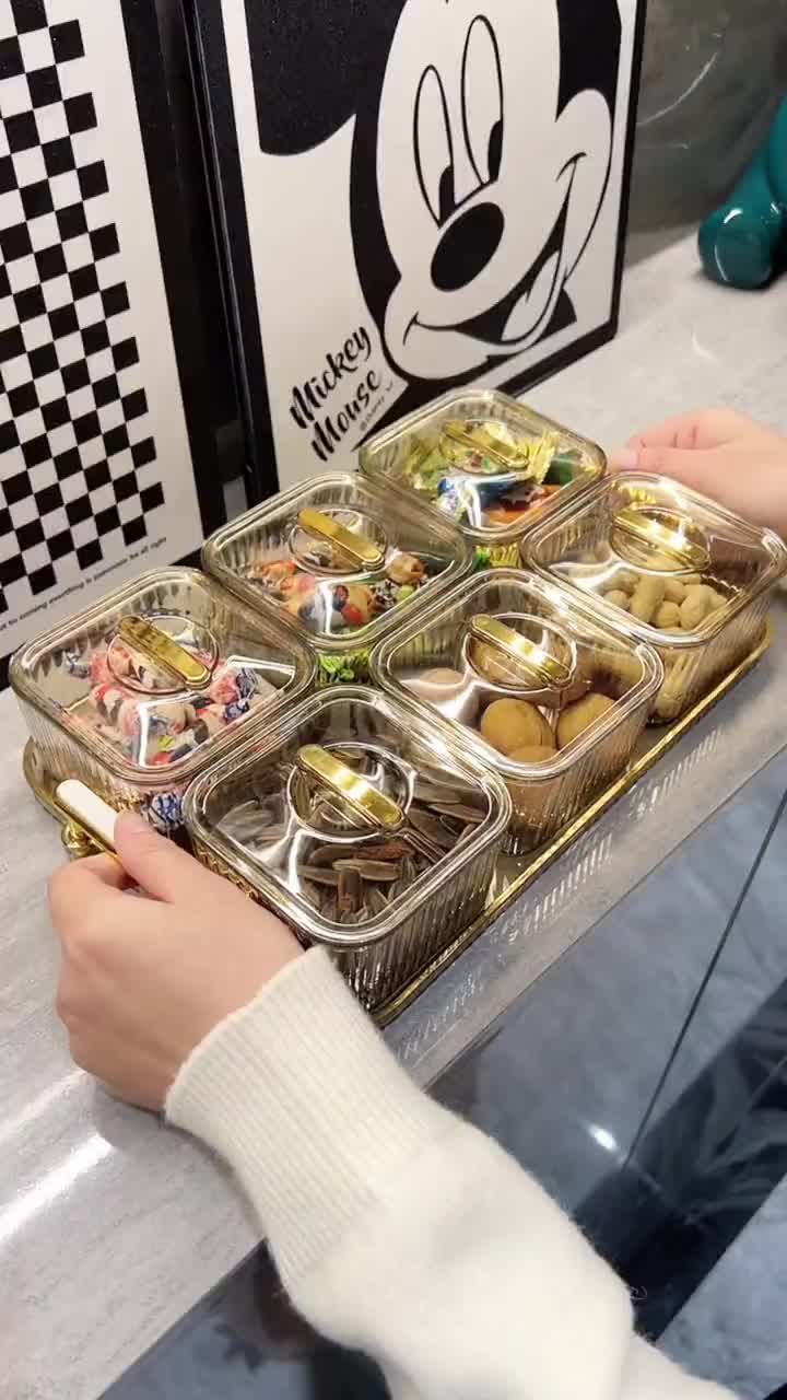 Dejavu Toples Lebaran Plastik Snack Tray Fruit Tray Snack Cemilan Kotak Makanan Toples Lebaran Set 2/4/6 Set With Plastic Tray HSB798