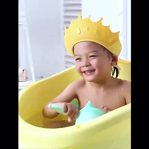 Topi Mandi Keramas Penutup Kepala Anak Bayi Balita Mahkota Baby Shower Cap Topi Pelindung Mandi Kepala Anak Bayi