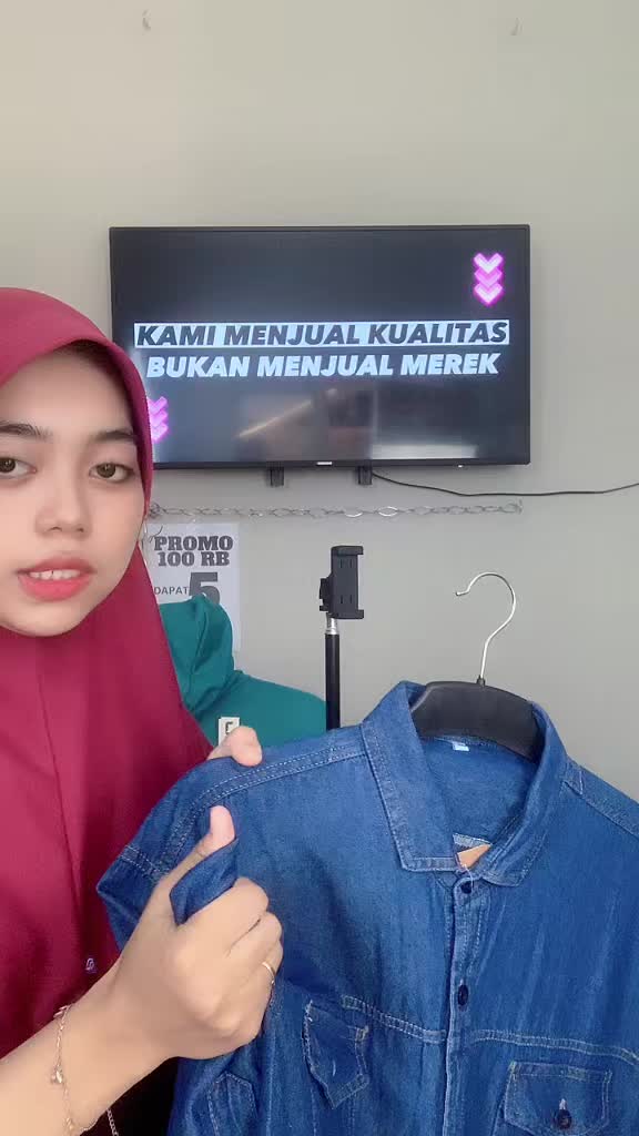 Kemeja Jeans Pria Lengan Panjang Denim Kasual Biru