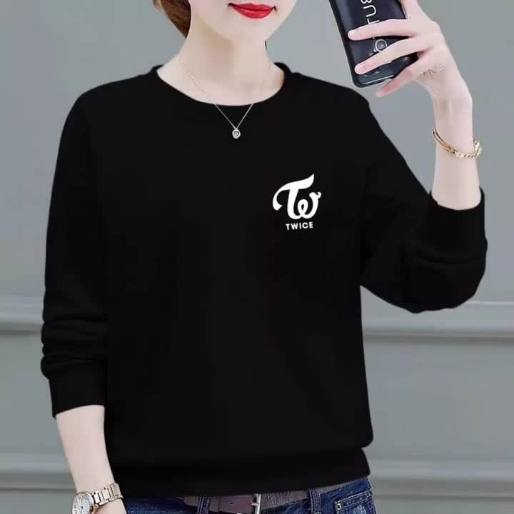 Bisa Cod / Kaos Atasan Wanita Logo Twice / Kaos Baju Lengan Panjang Wanita / Kaos Distro Wanita / Kaos Trendy / Kaos Terlaris Oblong Polos