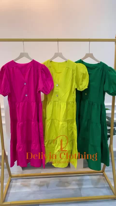 Delivia - Midi Dress Moly Button Poplin 5017-1/2