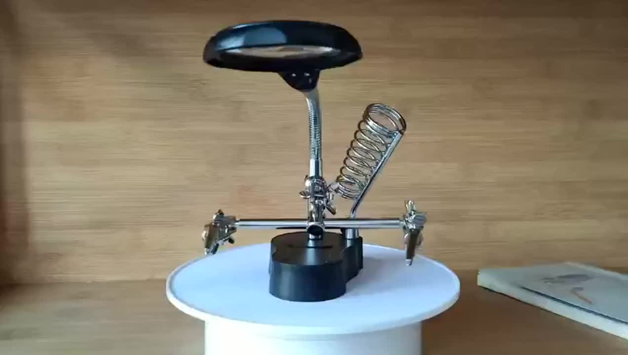 Holder Solder dengan 4 Fungsi Kaca Pembesar Penjepit dan Lampu LED