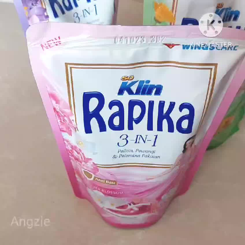 6 pouch RAPIKA 300 ML  Pewangi Pakaian Biru Hijau Bunga