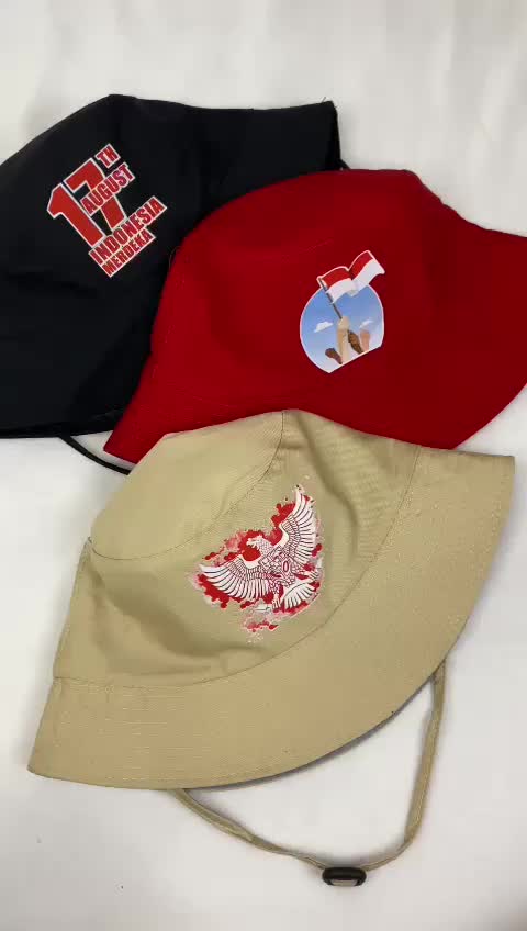 LF - Topi Bucket hat Spesial Kemerdekaan Indonesia Topi HUTRI anak dewasa Topi custom agustus ada 12 pilihan model di slide ke 2 bisa COD Fashion Cantik Fashion Cantik