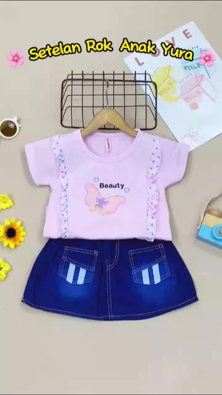 Setelan Yura Uk 1-4 Tahun / Baju Anak Perempuan Set Atasan Rok Balita Cewek Celana Harian Kaos Adem Kiosbalitafawa