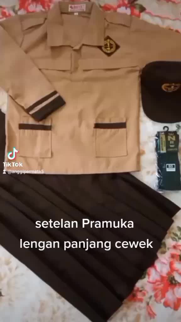 seragam sekolah SD | setelan Pramuka siaga perempuan | baju lengan panjang | rok rempel panjang | pakaian anak perempuan | baju terbaru Bordir Fashion
