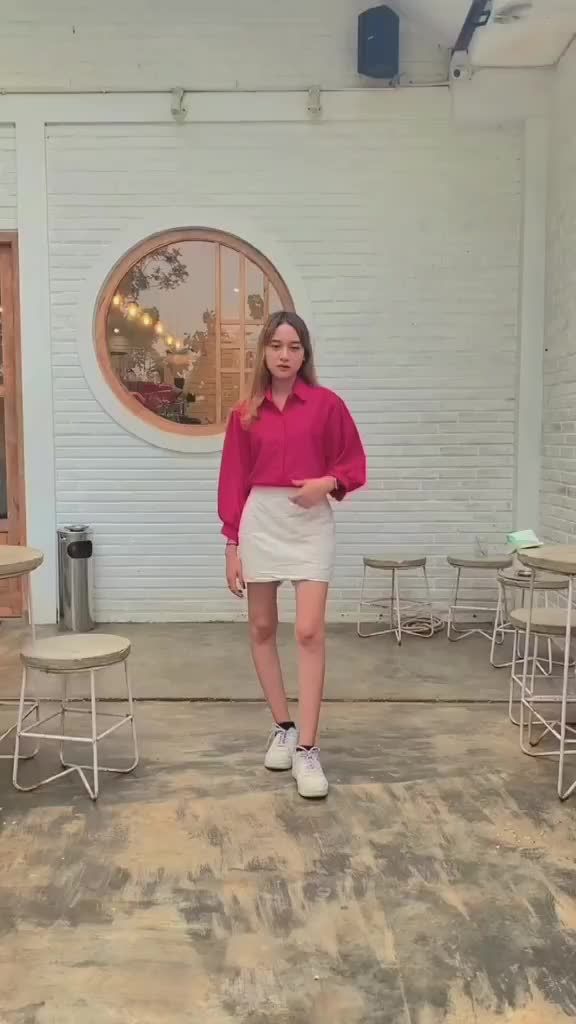 Blouse Kemeja Elze Atasan Wanita Shakila Twill Polos Lengan Balon Full Kancing Baju Panjang Oversize