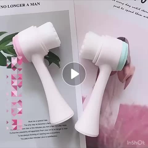 Alat Cuci Muka 3D 2 Sisi Pembersih Wajah Silikon Brush Sikat Wajah Facial Brush Silikon 2in1 Alat Pembersih Pemijat Muka Silicone Halus