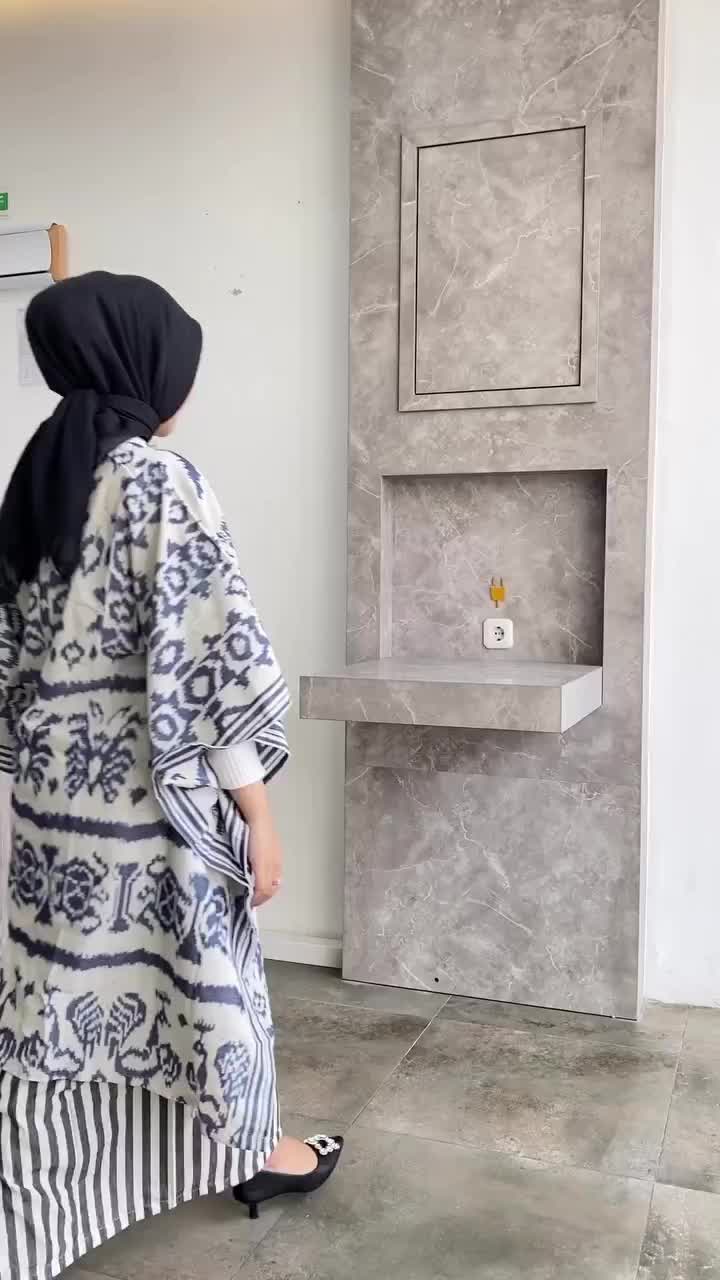 LAKSMI SET BLACK SPRING (Outer DAN ROK) Lengan panjang Polos Setrip Lengan pendek Setrip Atasan Baju Muslim  Tenun  Wanita  Dewasa Karet Outer Lilit Semi Soft Gamis Hitam Bawahan Simple Basic Dress Oversize Linen