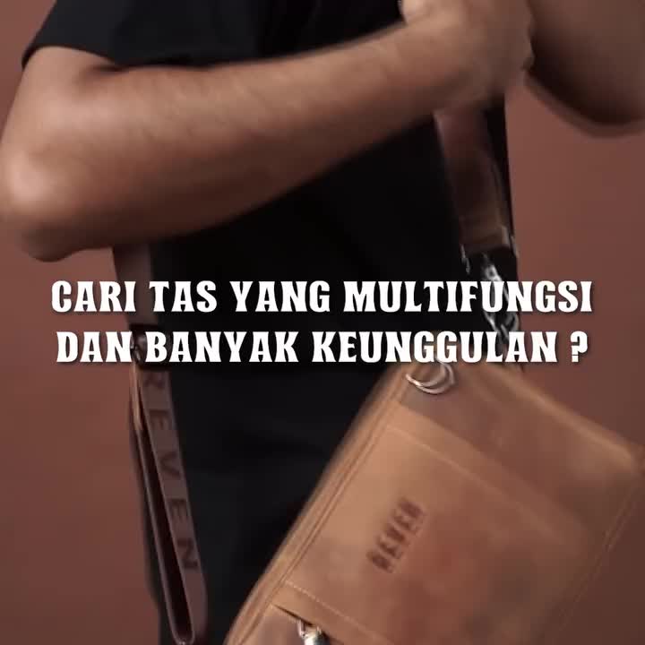 REVEN Oslo Tas Selempang Handbag Pria Kulit Sapi Jenis Crazy Horse Bisnis Nongkrong Meeting Keren Mewah Awet 6 Slot Kartu ATM Zipper Lembut Tan Plain Cow Leather Black Brown Tan Cowok Slingbag