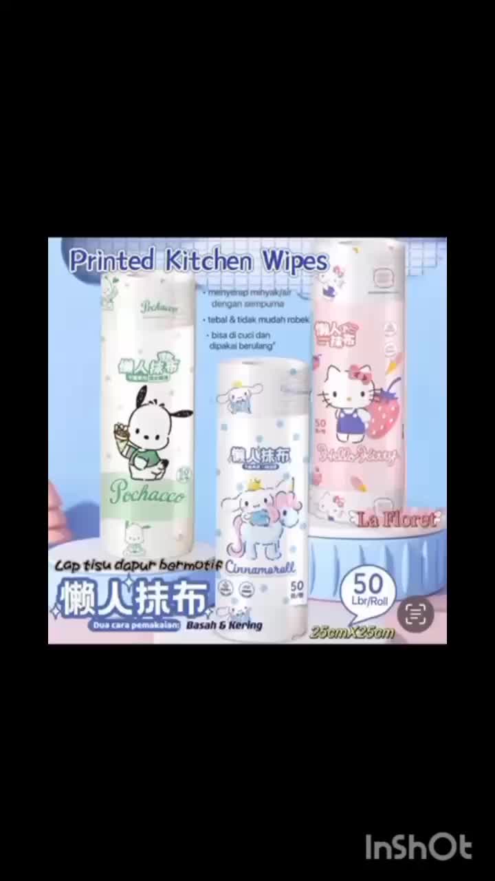 Tisu Dapur Roll /Kitchen Towel Reusable /tisu lap dapur serbaguna bermotif Character (25x25) per gulung 50lbr lebih panjang bisa dicuci dan dipakai ulang bahan kualitas premium gambar jelas dan tidak gampang robek tissue