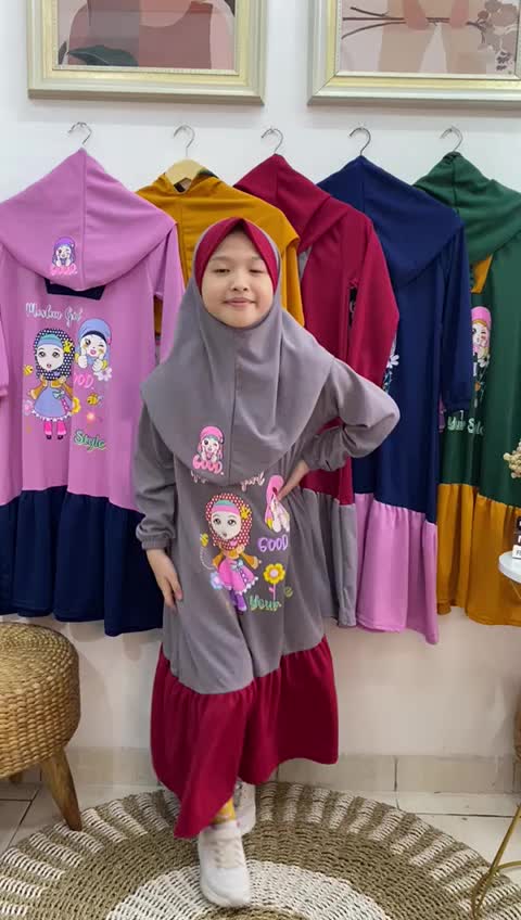 Gamis Anak Set Kerudung Usia 4-12 Tahun