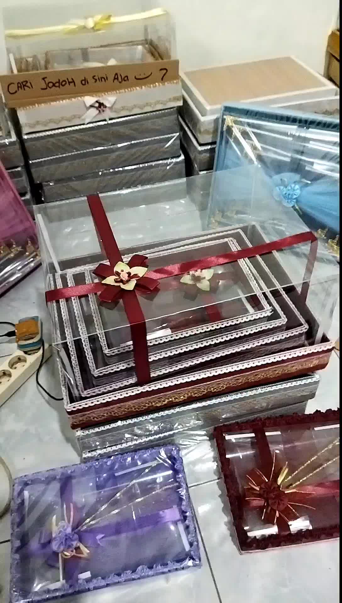 Kotak hantaran pernikahan box seserahan murah Pernikahan Kain Foto tutup mika hampers kekenian Bunga Hiasan Pita