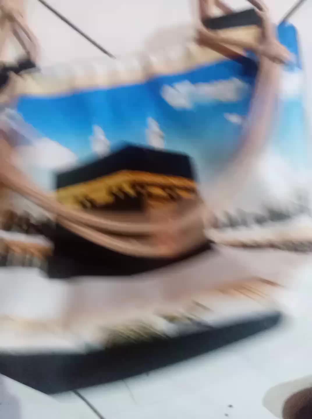 Tas Tote Bag Wanita Kanvas Tali Sumbu Motif Lendmark Printing Souvenir Kabah mekah Terbaru Hitam