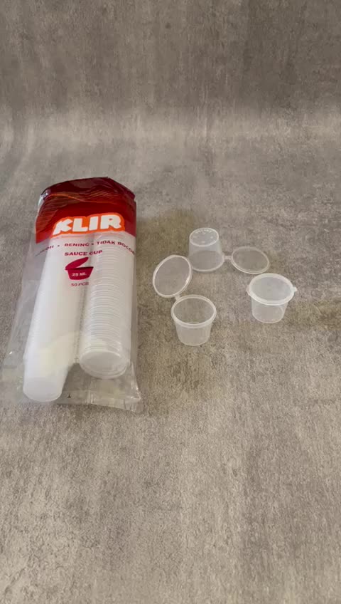 Sauce Container KLIR 25ml / Tempat Saos Plastik / Cup Sambal @50 Pcs