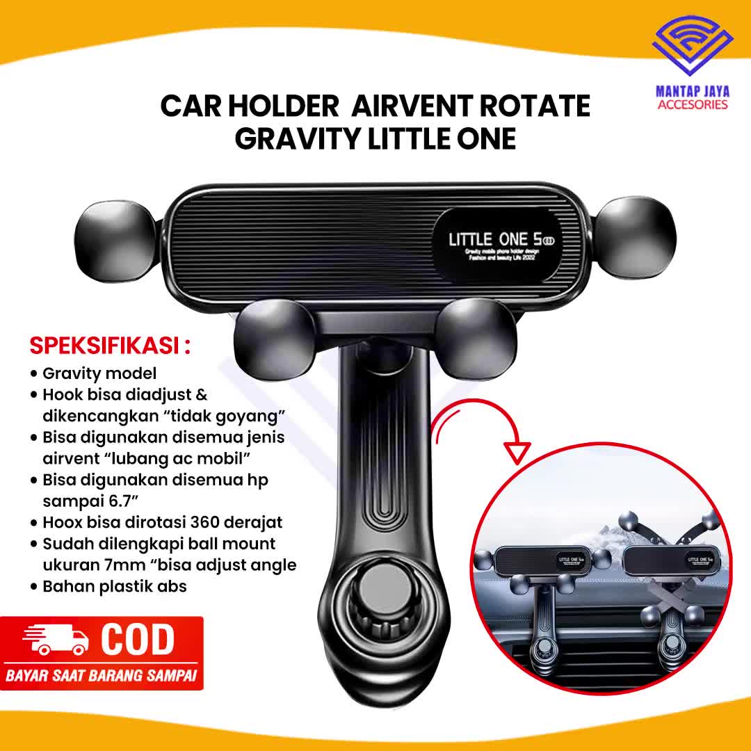 [COD] NANVAN NVN-CH20 CAR HOLDER HP DI MOBIL AIRVENT GRAVITY WITH HOOK ROTATE 360 UNIVERSAL