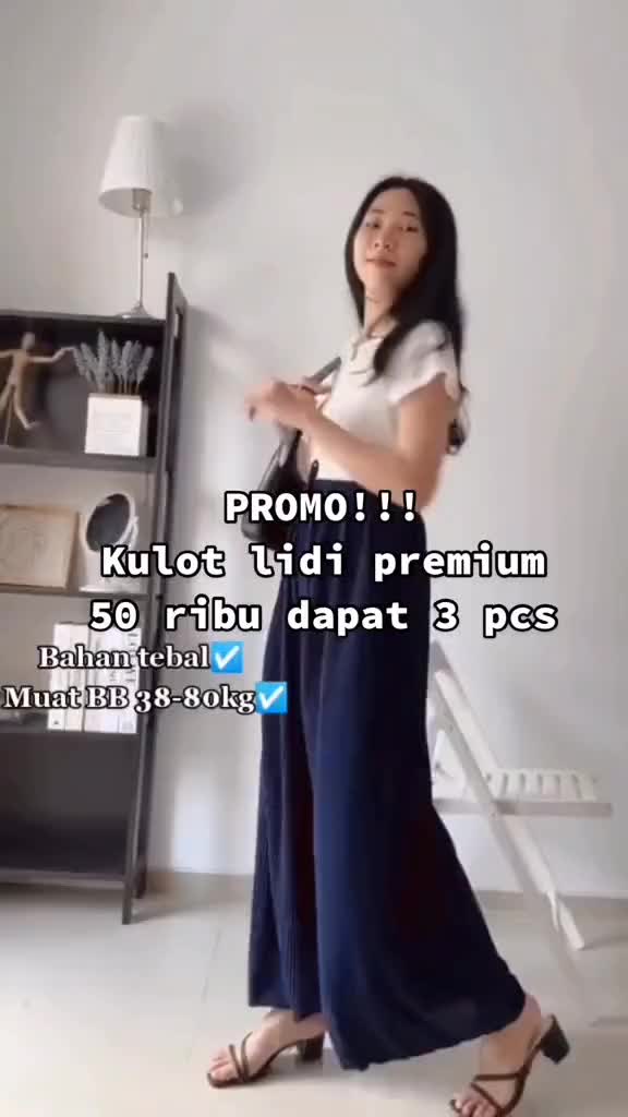 PROMO Celana Kulot Plisket Tali Lidi Wanita Premium Bahan Hyget Tebal panjang ribbon