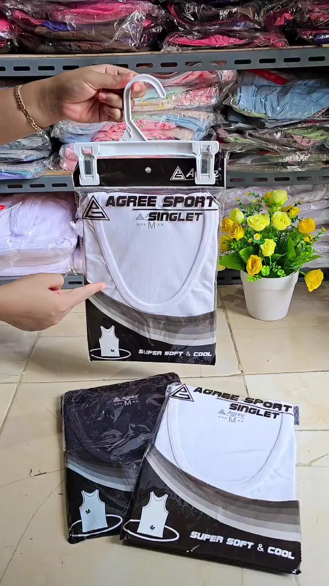 Kaos Dalam Pria Agree Tali Besar Warna Hitam Putih Bahan Katun Lembut Singlet Cowok Super Soft Halus Lembut