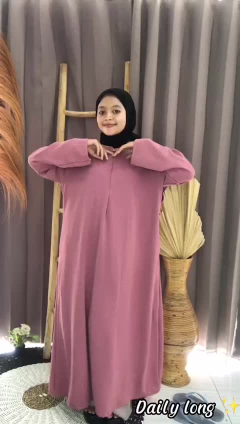 Tans Store - Long Daily Dress Abaya Daily Wanita Gamis Basic Simple Elegant Crinkle Muslim Airflow Hitam
