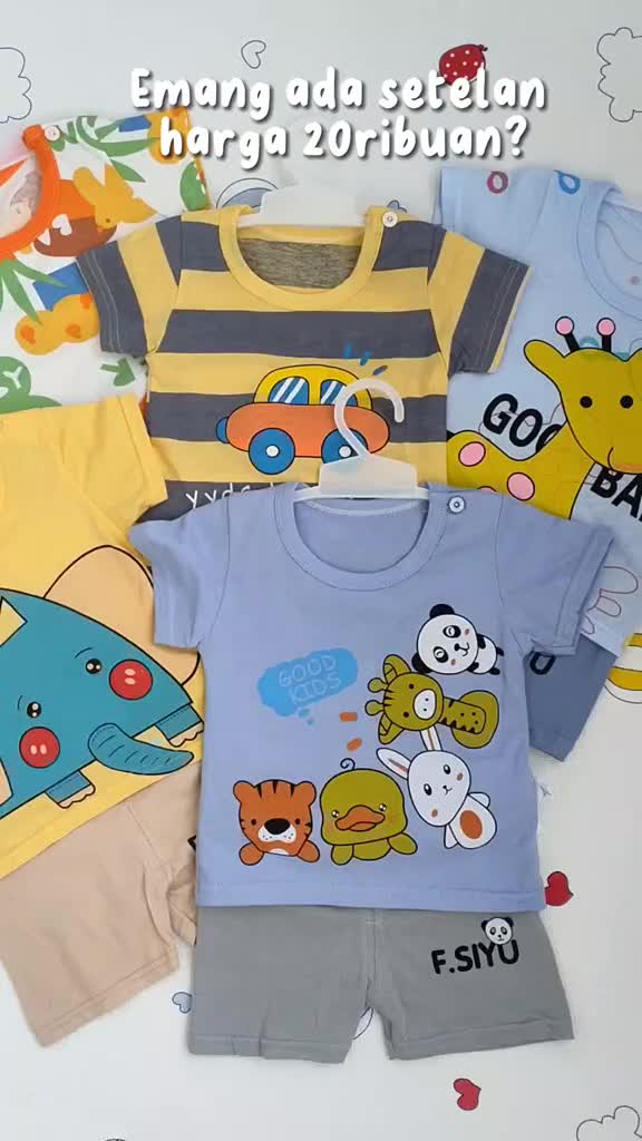 BOBOHO - Setelan Baju Bayi Anak Laki-laki / Setelan Kaos Anak / Baju Bayi Lengan Pendek PART 5 Katun Anak-Anak Fashion /  Parsel
