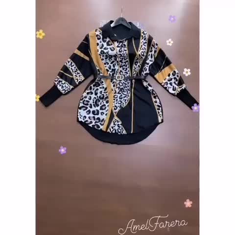 SETELAN KEMEJA OVERSIZE MOTIF GAMBAR FREE BELT / SETCEL WANITA / ONESET