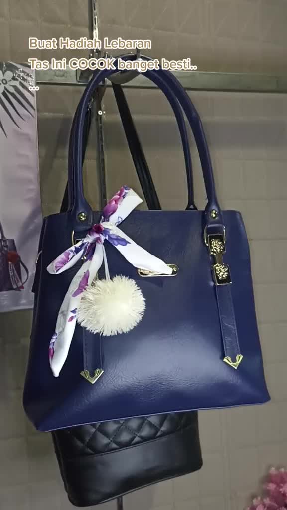 Tas Selempang Wanita Ibu kondangan Free twilly dan pompom 2 Ruang top handle bag
